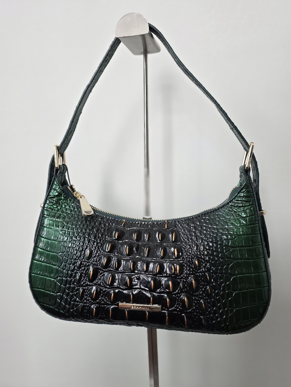 Brahmin Kyrie Evergreen Ombre Melbourne Croc Embossed Leather Shoulder Bag NWT - Picture 14 of 14